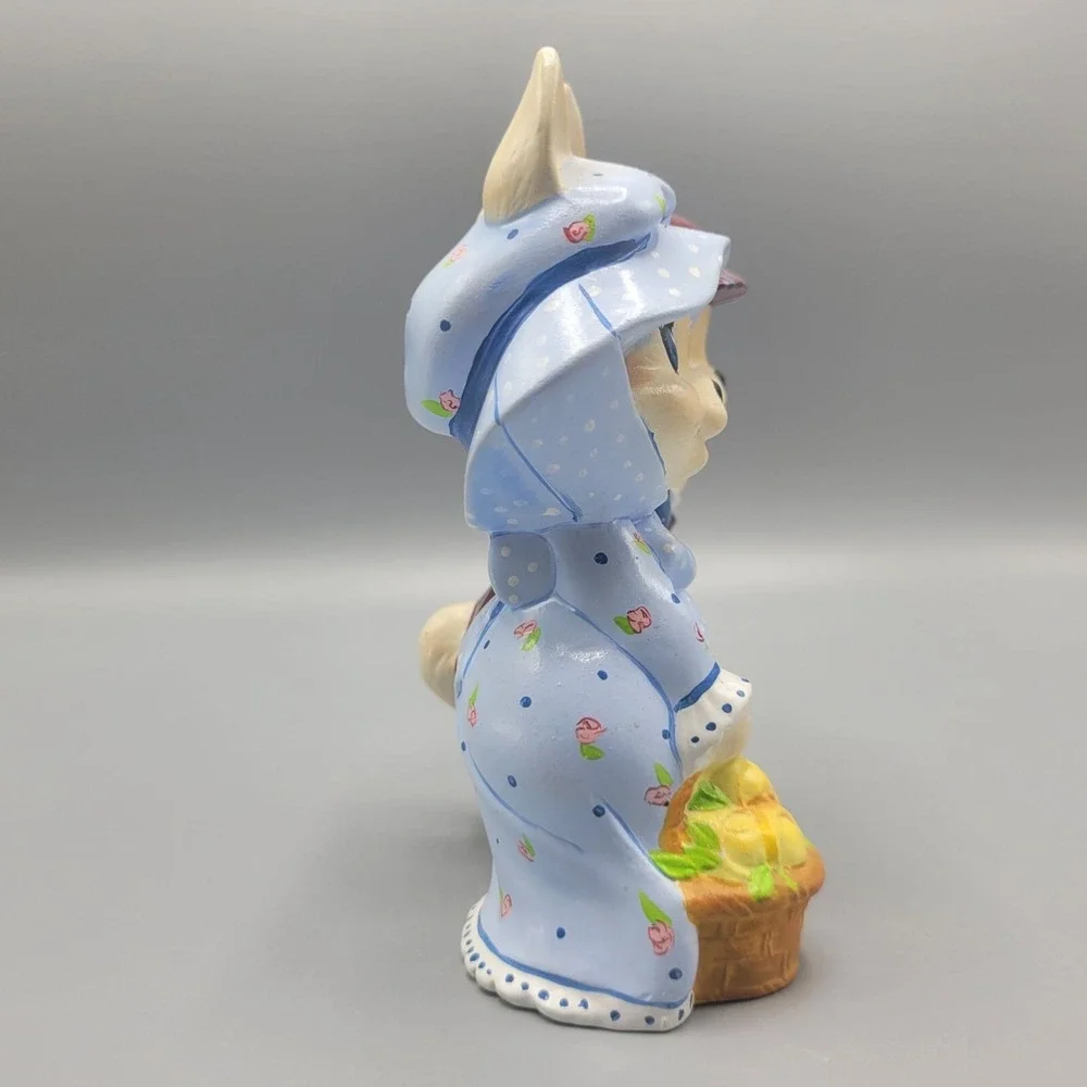 Vintage Ceramic Bunny Couple Figurine Victorian Clothing Shelf Decor